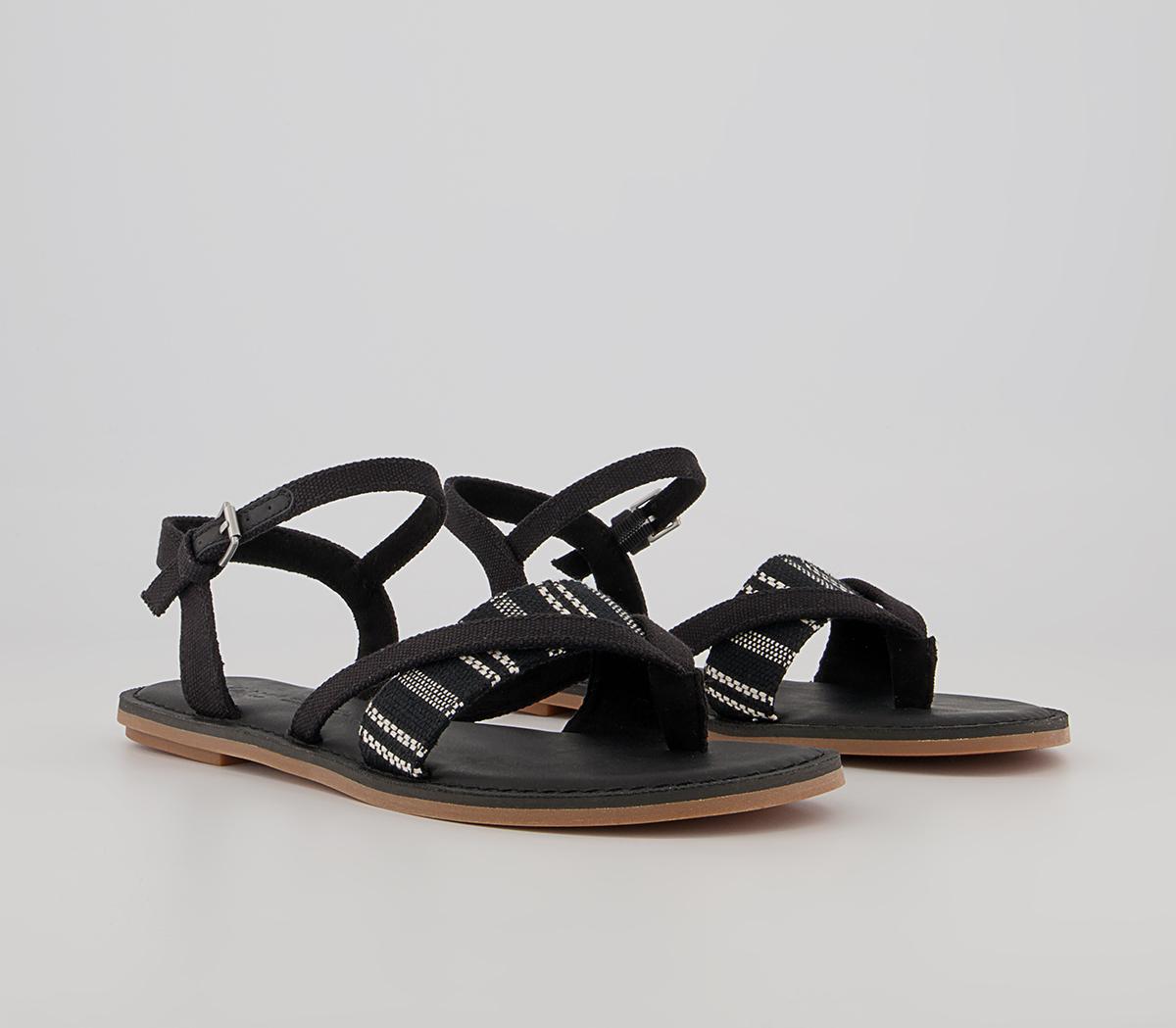TOMS Lexie Sandals TOMS Lexie Sandals Black Canvas Global Stripe