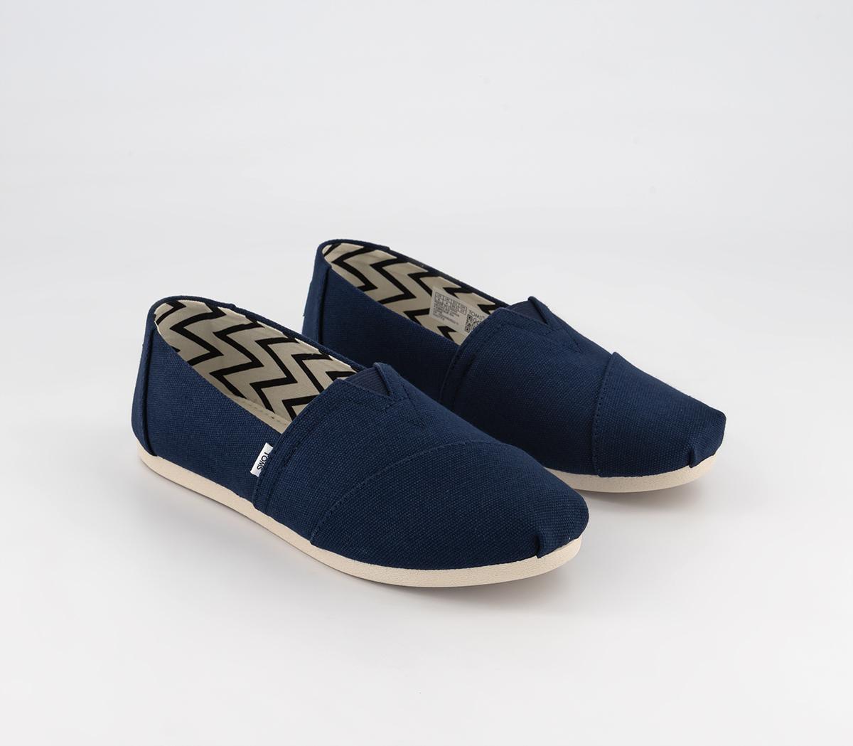 TOMS Alpargata Slip Ons Navy - Flat Shoes for Women