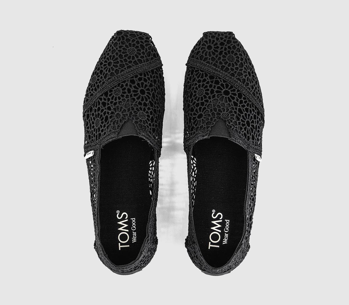 TOMSAlpargata FlatsBlack Moroccan Crochet
