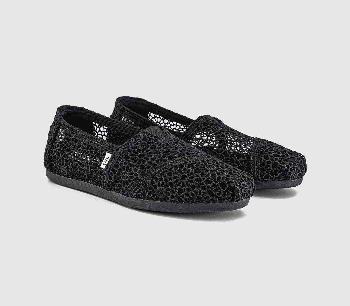 TOMSAlpargata FlatsBlack Moroccan Crochet