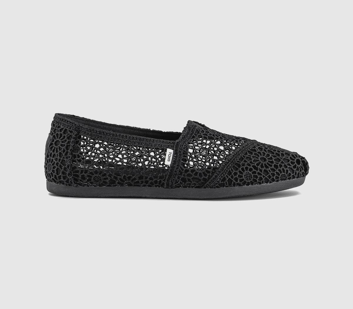 TOMSAlpargata FlatsBlack Moroccan Crochet
