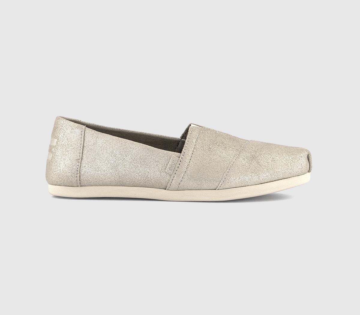 TOMS Alpargata Slip Ons Champagne Metallic Flat Shoes for Women