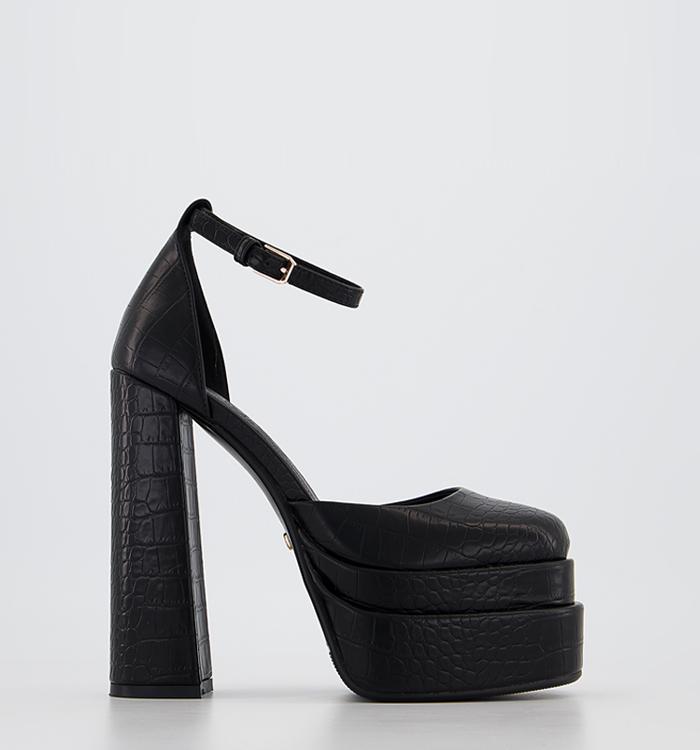 ladies black peep toe sandals