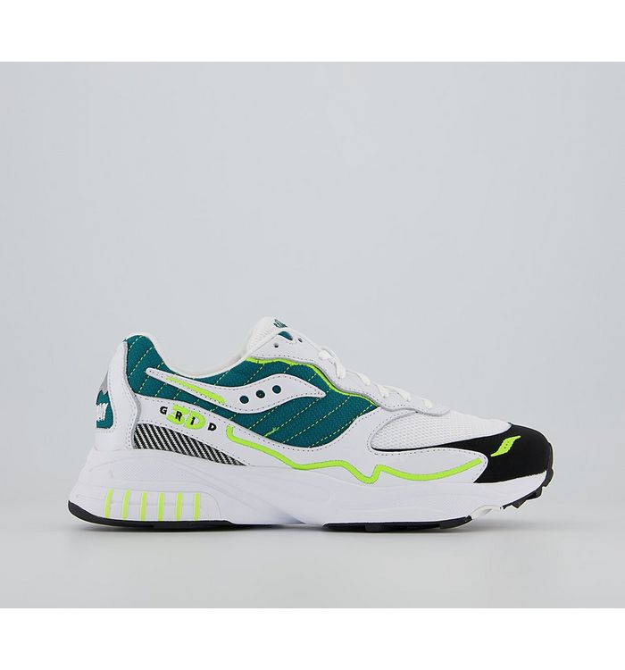 Saucony 3d Grid Hurricane Trainers White Green Suede