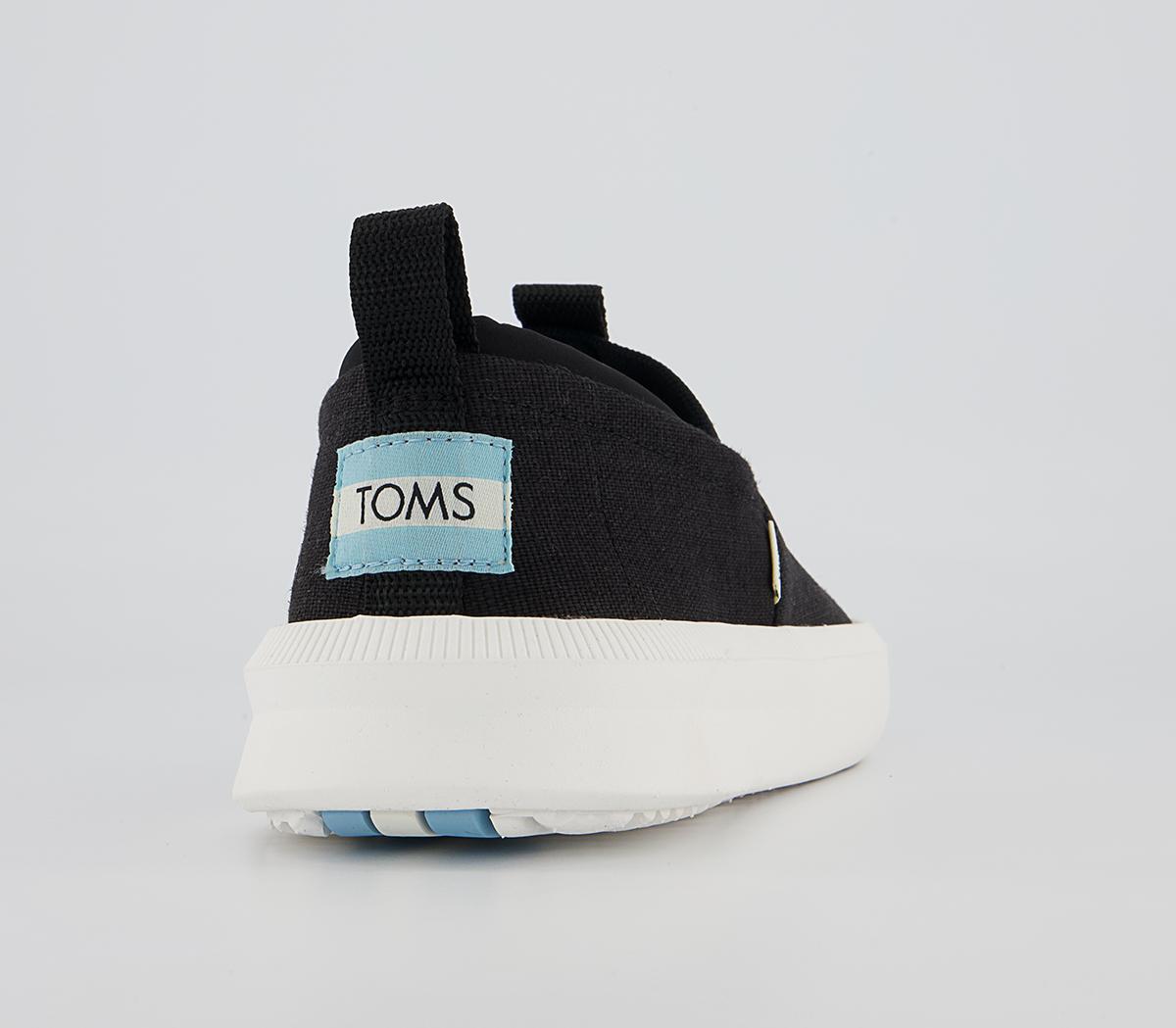 TOMS Alpargata Rover Slip Ons TOMS Alpargata Rover Slip Ons Black Heritage Canvas