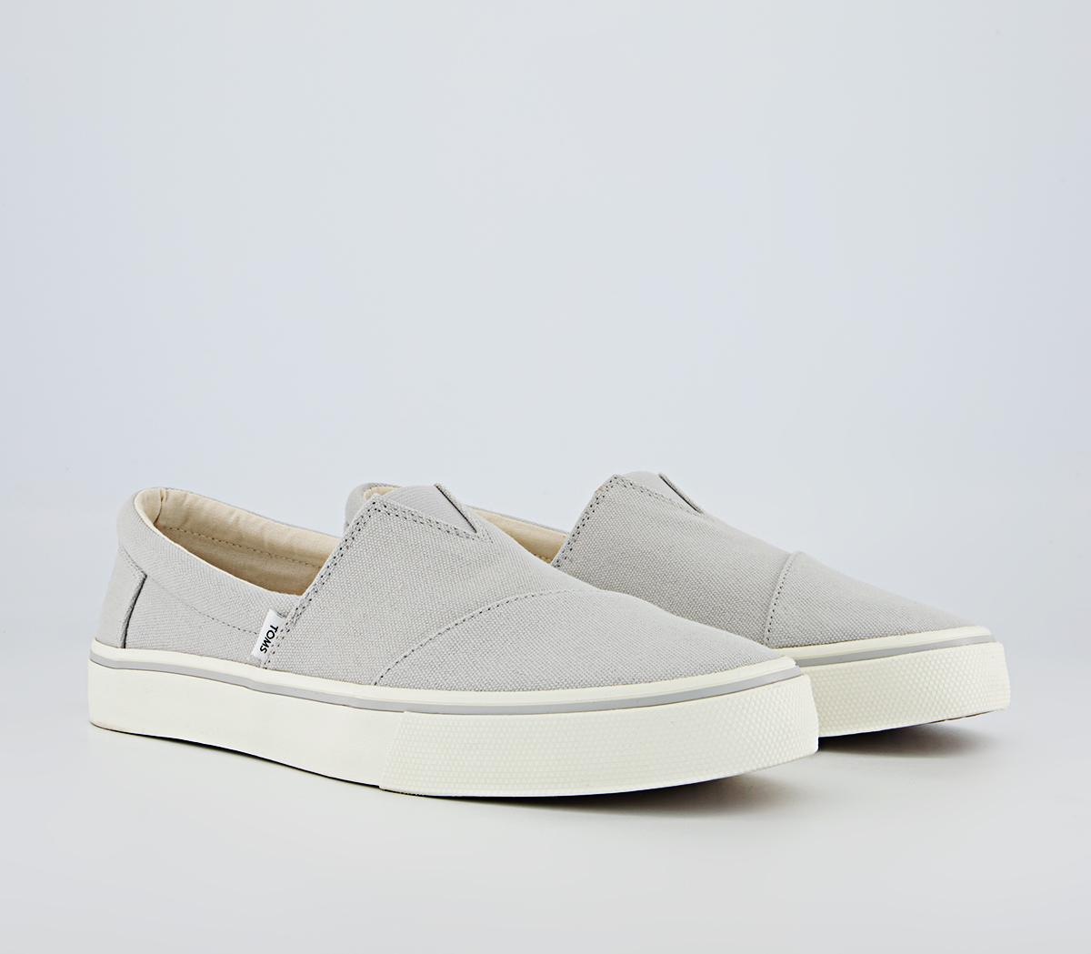 TOMS Alpargata Fenix Slip Ons Lunar Grey Washed Canvas - Men's Casual Shoes