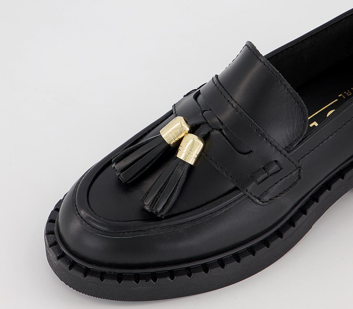 OFFICE Fable Chunky Loafers Black Leather Womens Work Shoes