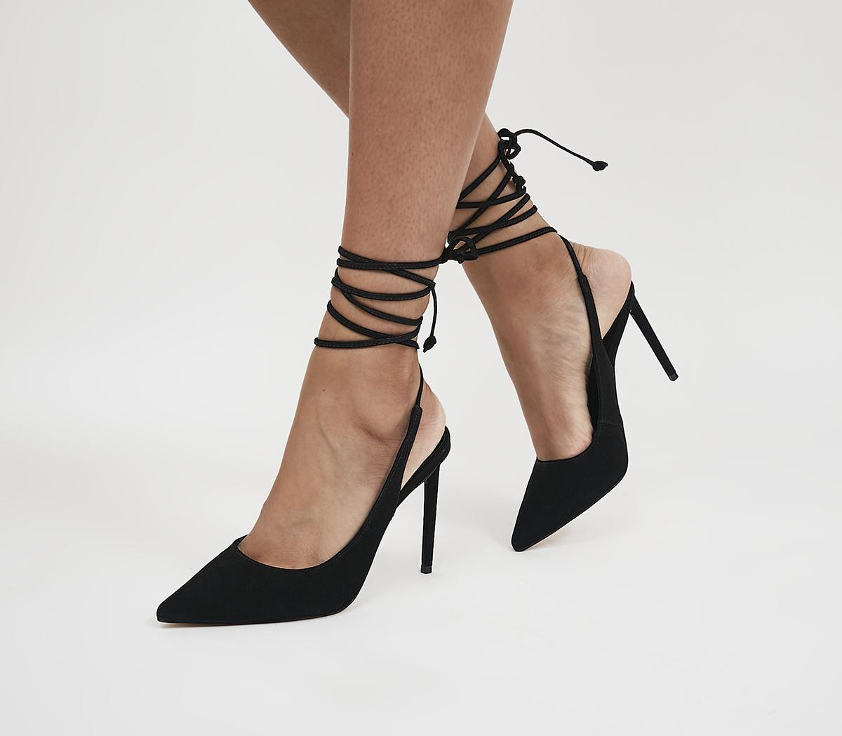 Black ankle lace up heels best sale