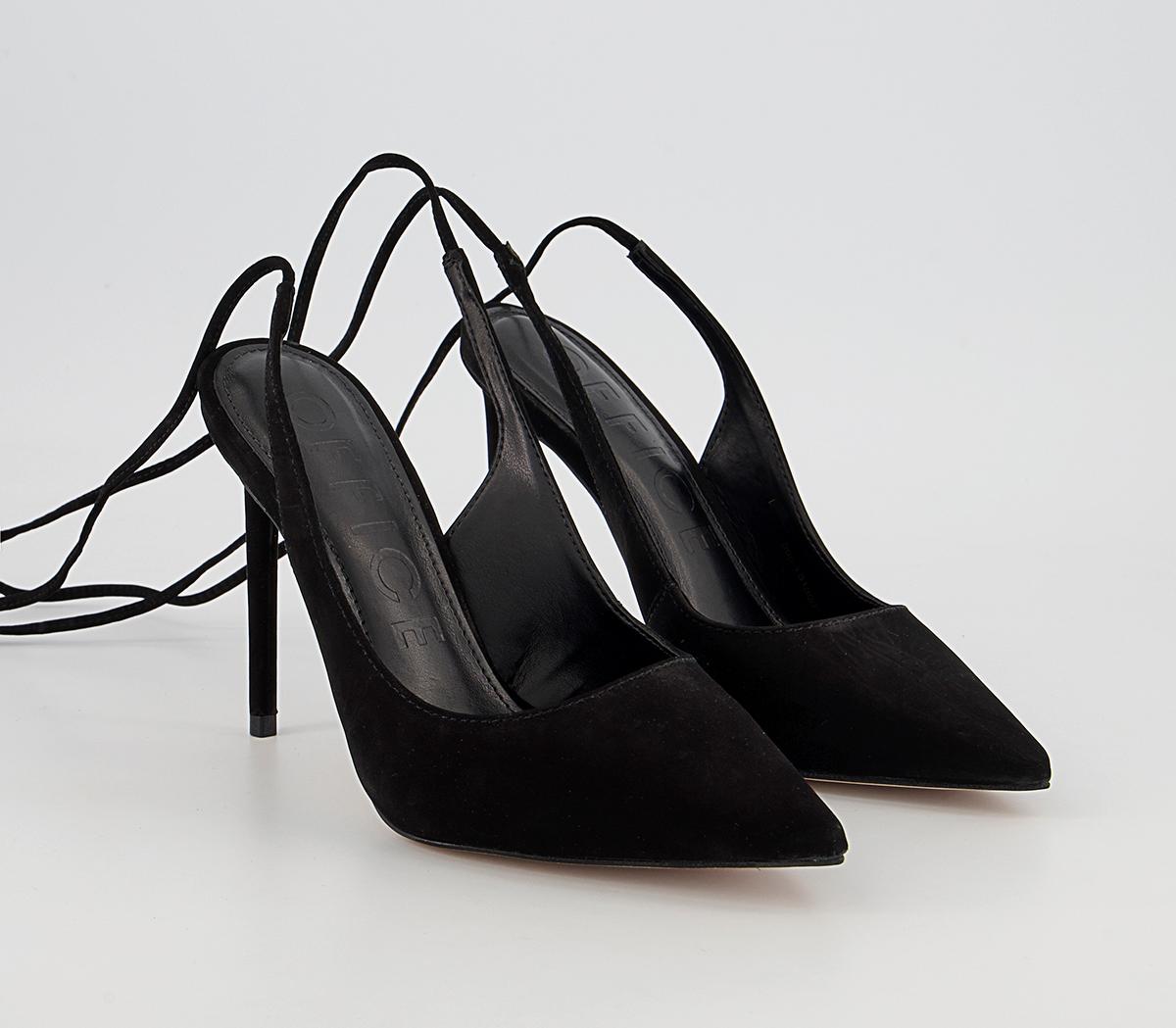 Office Hobby Ankle Tie Court Heels Office Hobby Ankle Tie Court Heels Black Nubuck