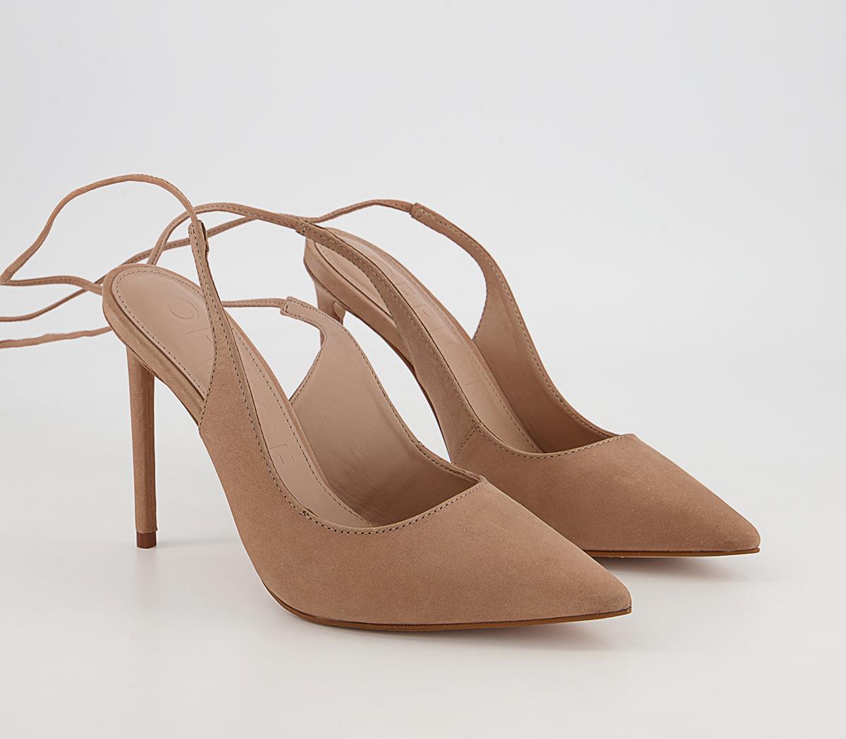 Office Hobby Ankle Tie Court Heels Office Hobby Ankle Tie Court Heels Nude Nubuck