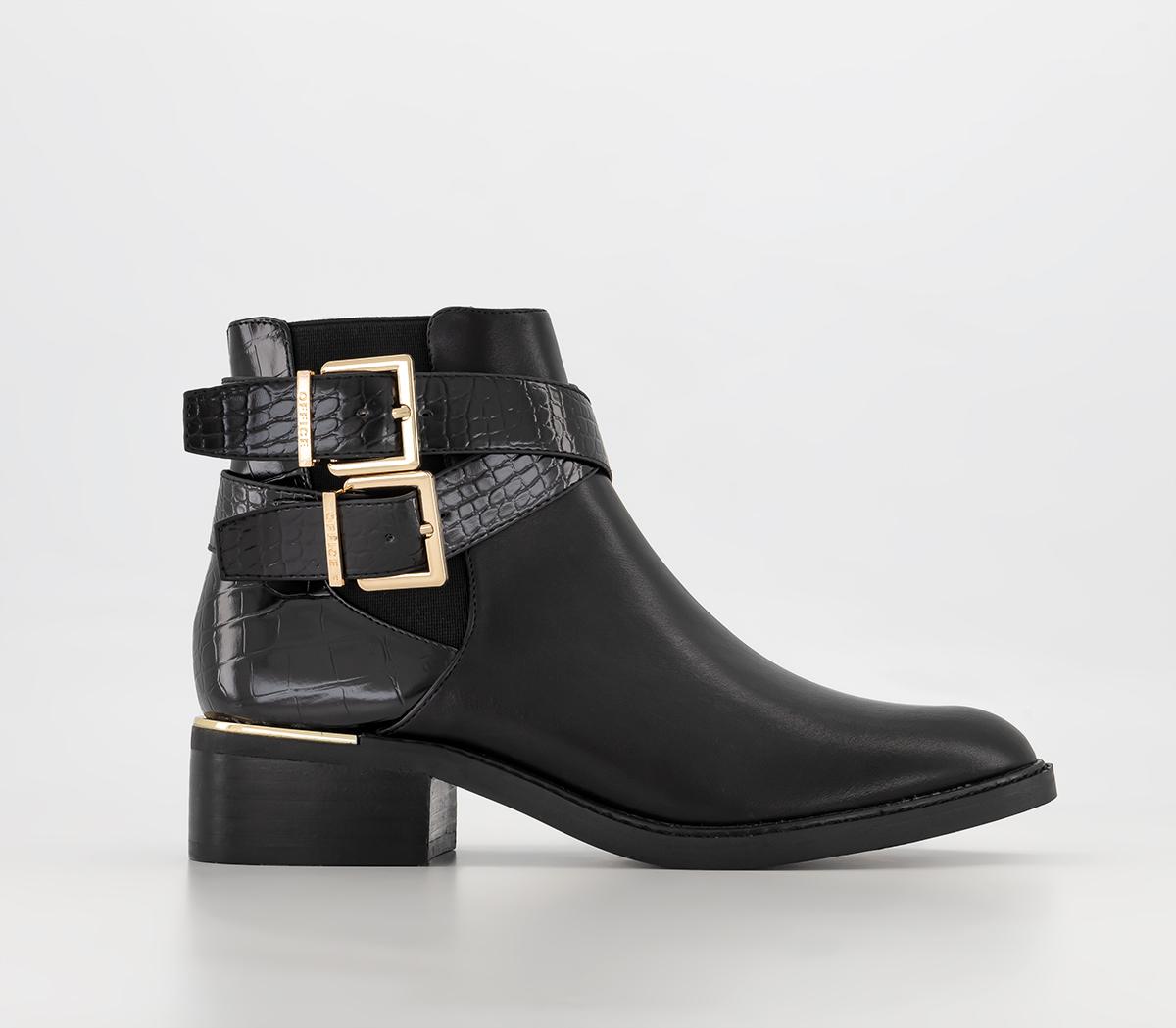 OFFICE Ana Maria Buckle Strap Ankle Boots Black Women's Ankle Boots