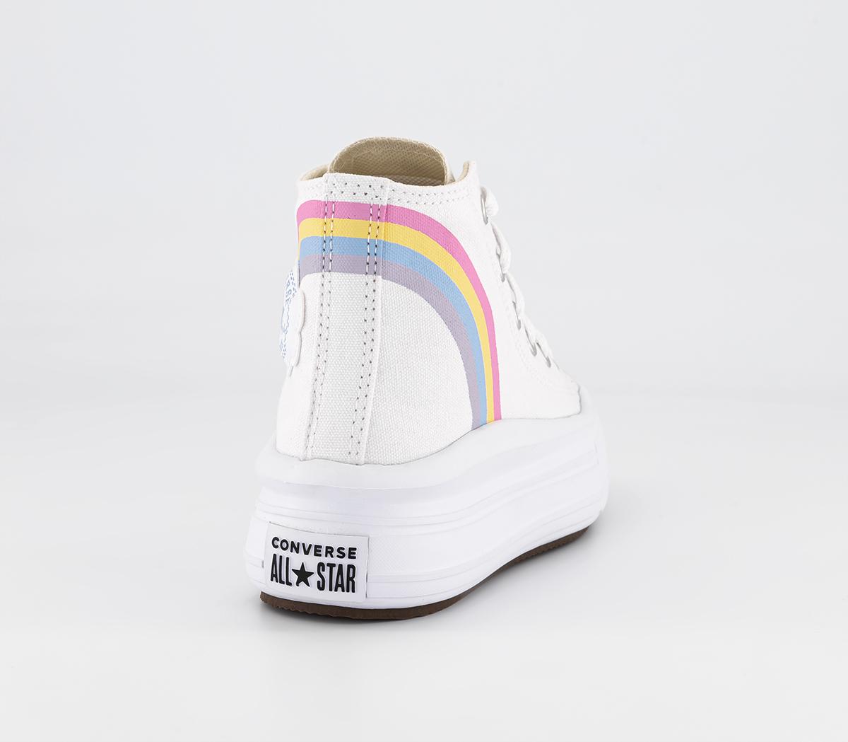 Converse All Star Move Youth Trainers Converse All Star Move Youth Trainers White Blue Pink Rainbow