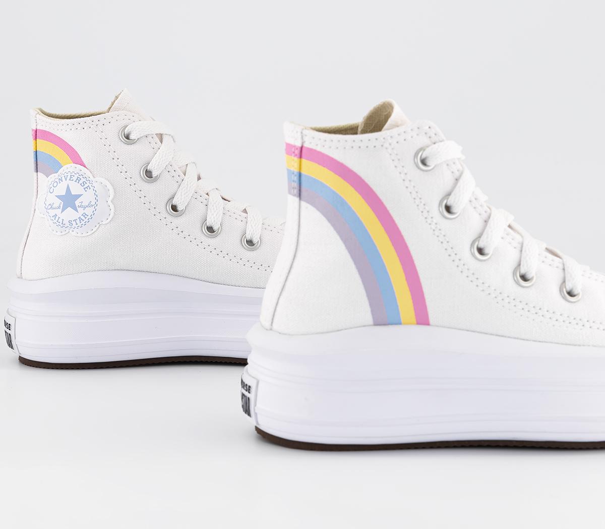 Converse All Star Move Youth Trainers Converse All Star Move Youth Trainers White Blue Pink Rainbow