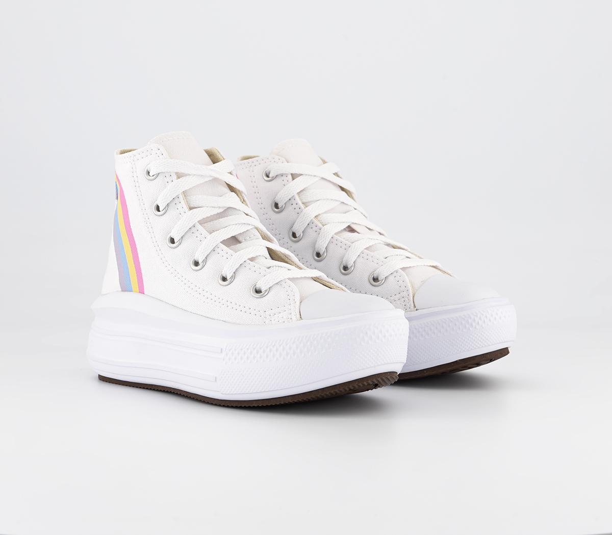 ConverseAll Star Move Youth Trainers White Blue Pink Rainbow