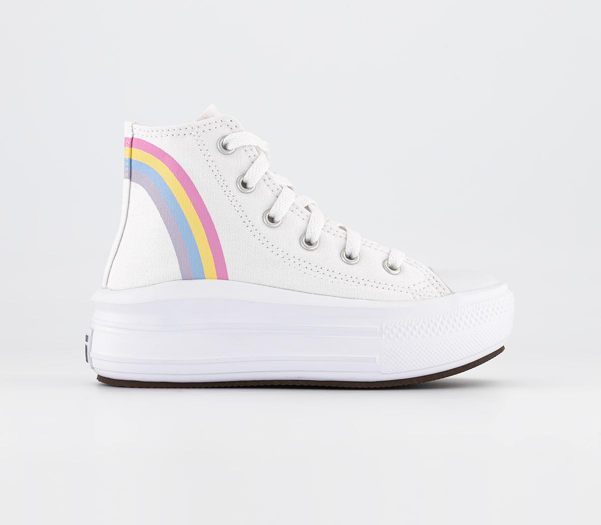 ConverseAll Star Move Youth Trainers White Blue Pink Rainbow