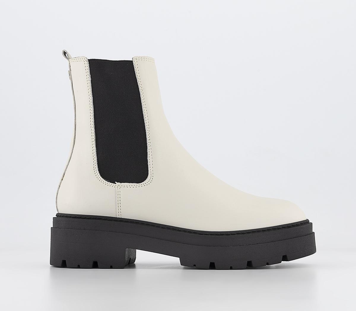 Ace Cleat Sole Chelsea Boots White Leather