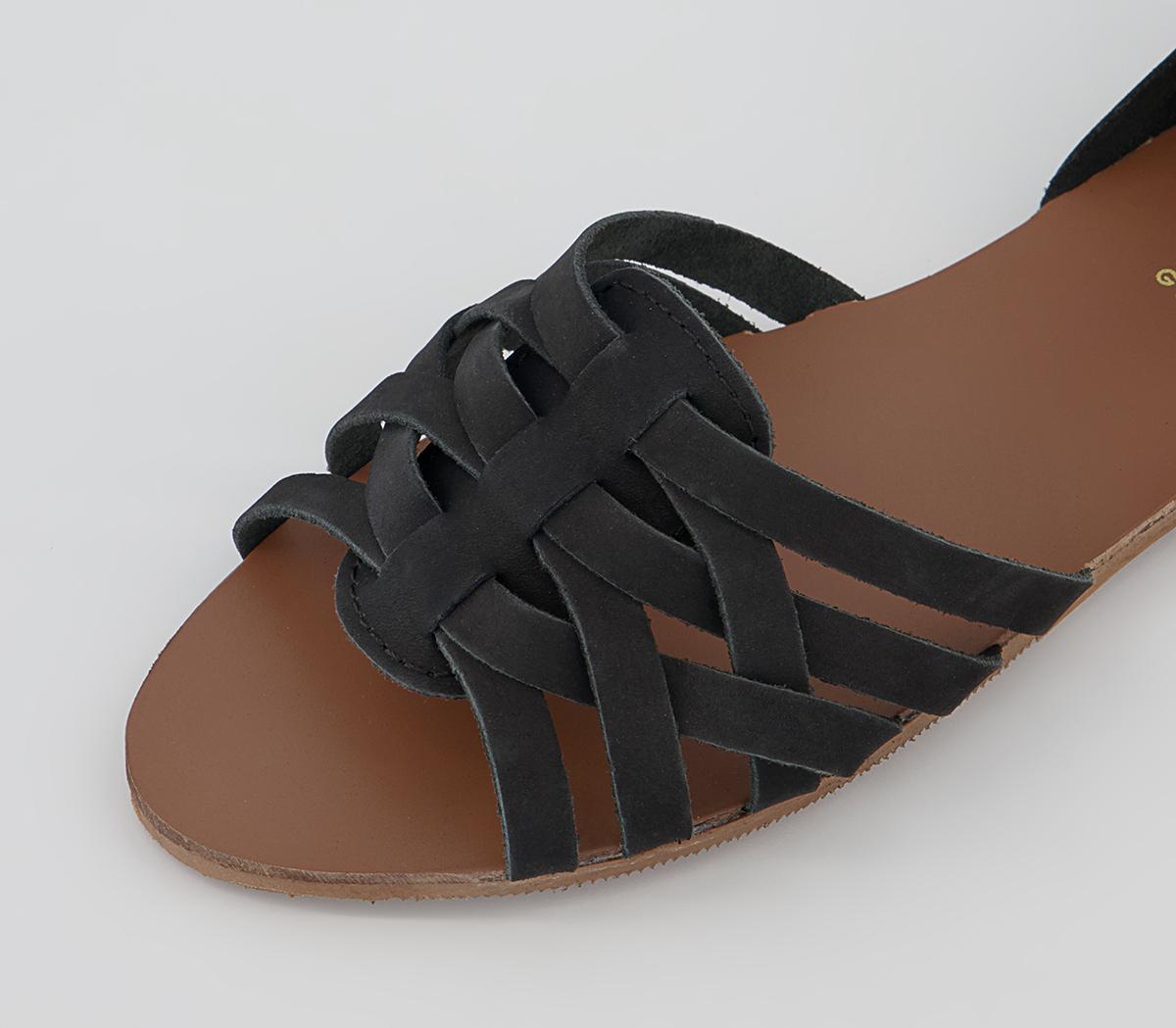 OFFICE Soleil Flat Sandals OFFICE Soleil Flat Sandals Black Leather