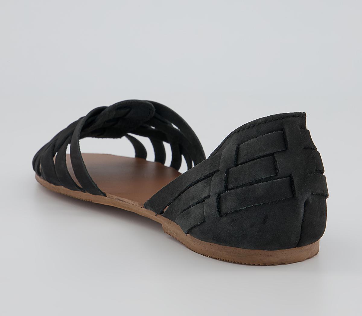 OFFICE Soleil Flat Sandals OFFICE Soleil Flat Sandals Black Leather