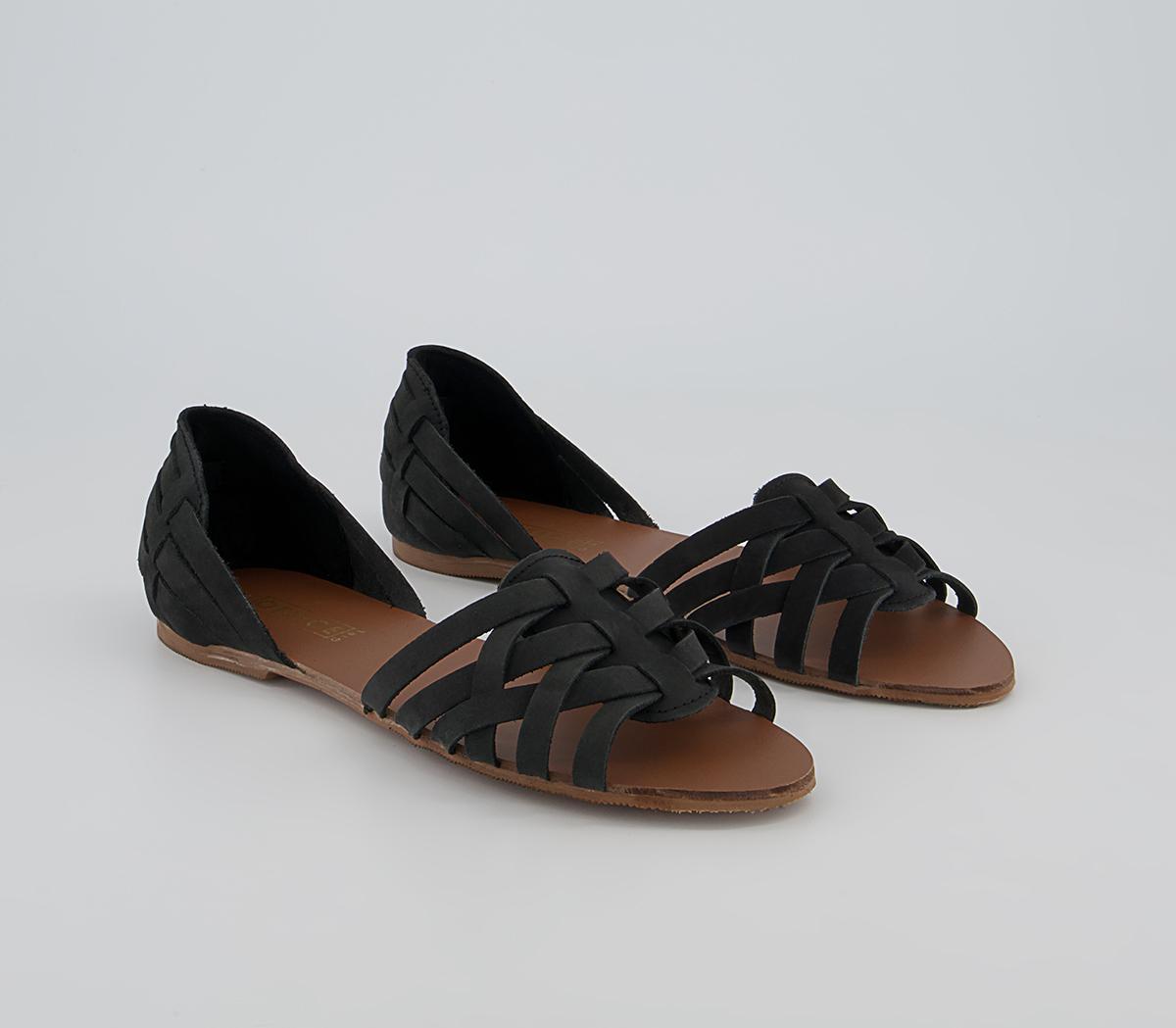 OFFICE Soleil Flat Sandals OFFICE Soleil Flat Sandals Black Leather
