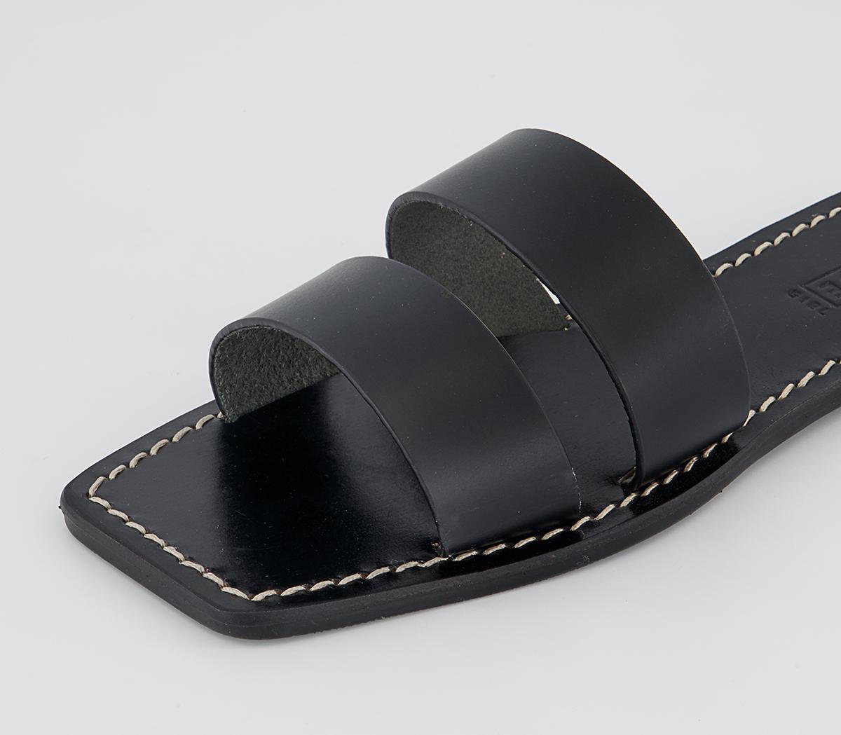 OFFICESerena Double Band MulesBlack Leather