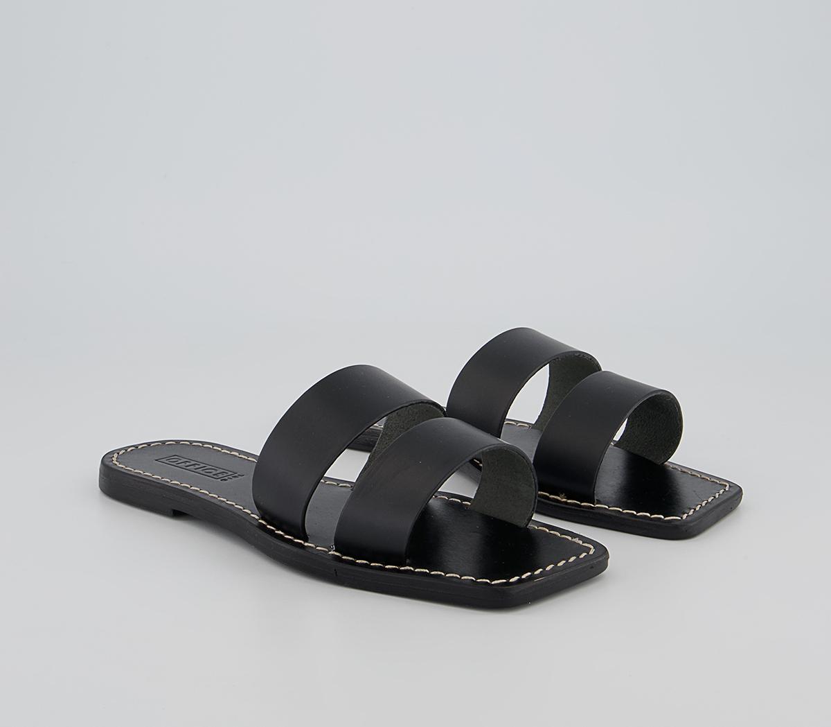OFFICESerena Double Band MulesBlack Leather