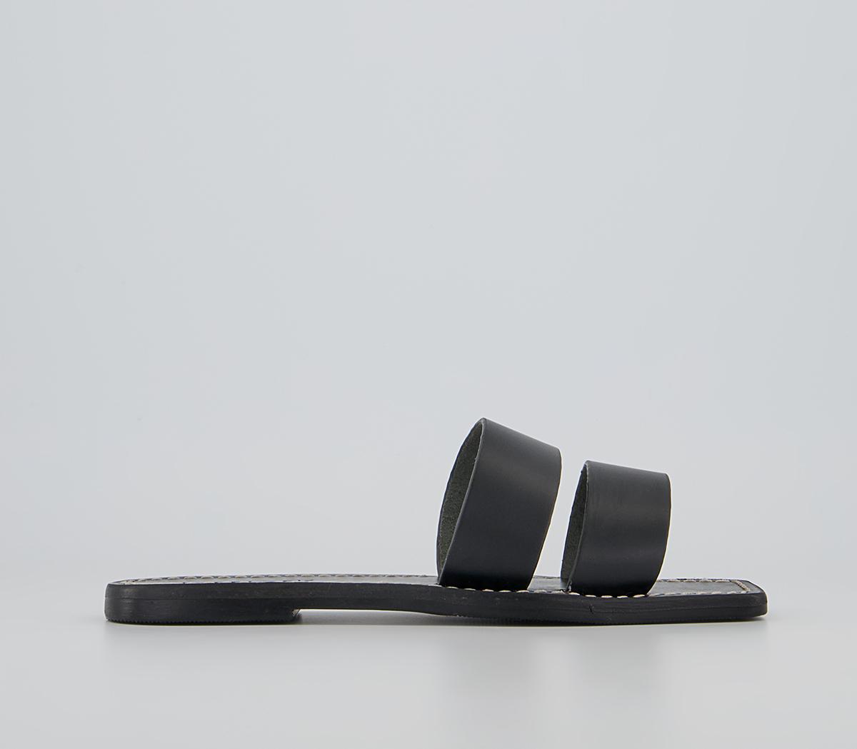 OFFICESerena Double Band MulesBlack Leather