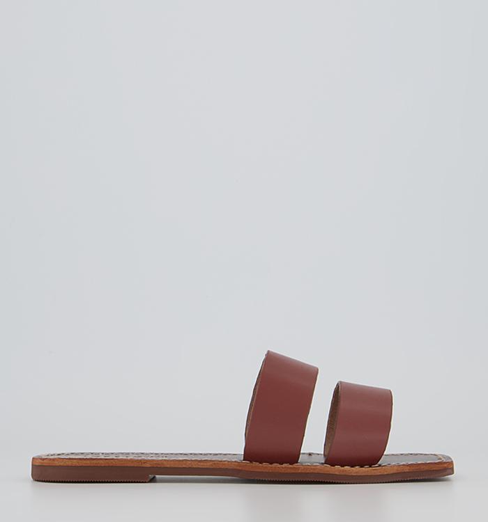 Office Serena Double Band Mules Tan Leather