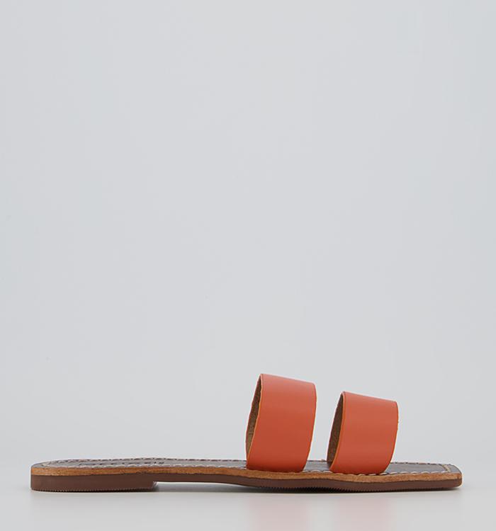 Office Serena Double Band Mules Orange Leather