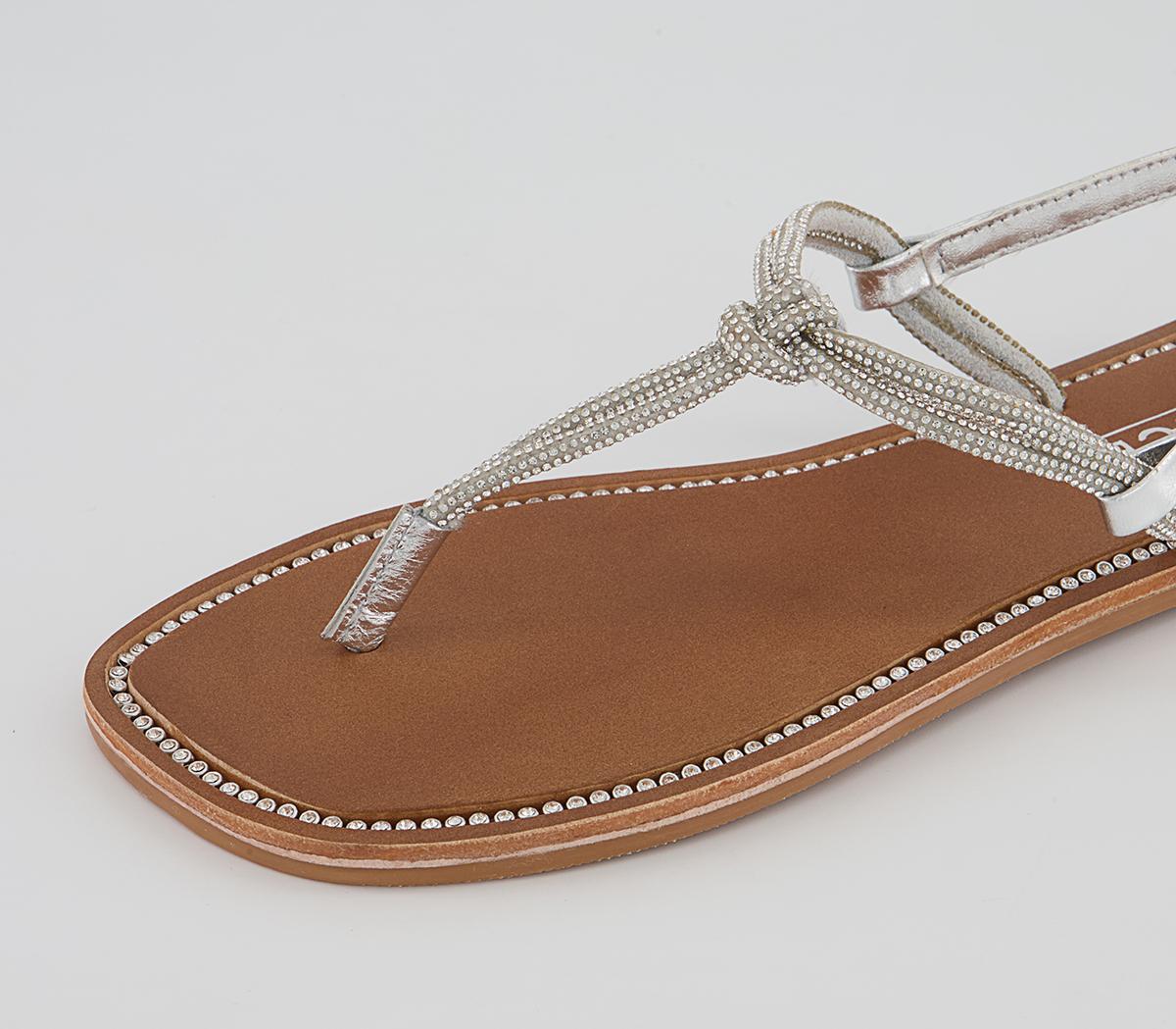 OFFICESapphire Embellished Toe Post SandalsSilver