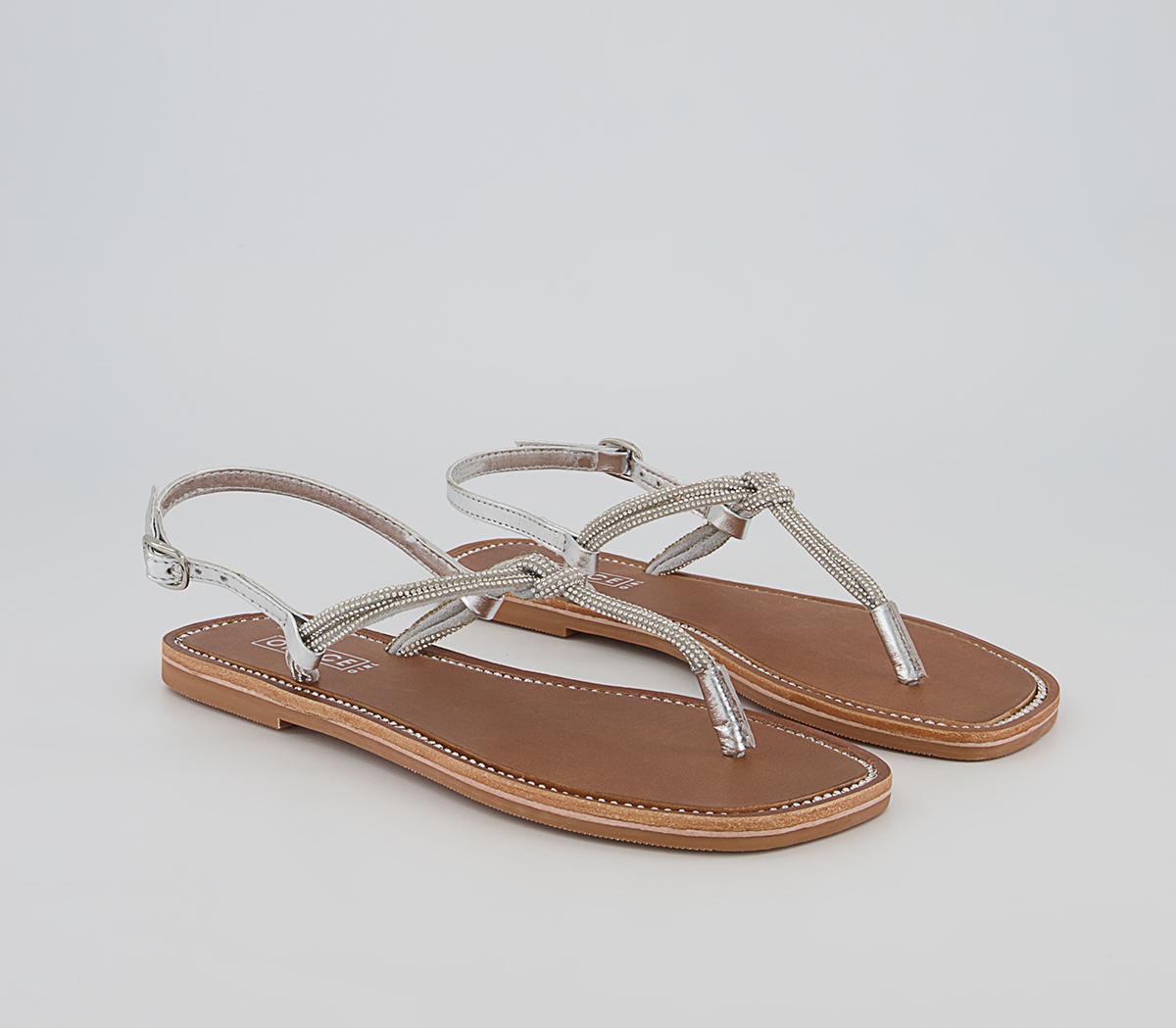 OFFICESapphire Embellished Toe Post SandalsSilver