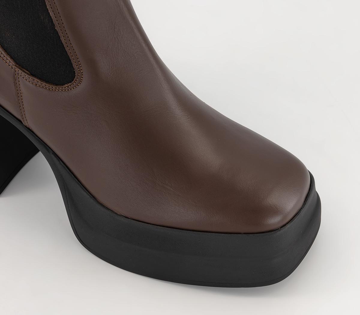 OFFICEArke Platform Block Heel Ankle Boots OFFICEArke Platform Block Heel Ankle BootsBrown Leather