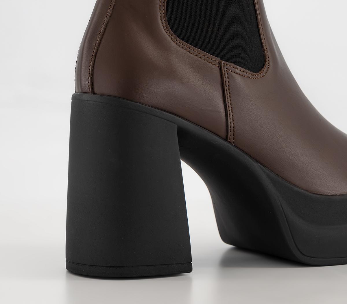 OFFICEArke Platform Block Heel Ankle Boots OFFICEArke Platform Block Heel Ankle BootsBrown Leather