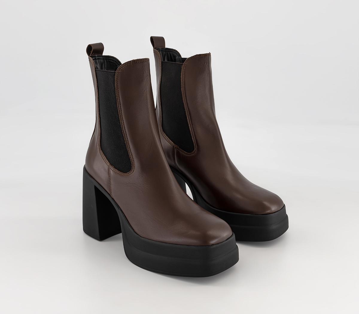 OFFICEArke Platform Block Heel Ankle BootsBrown Leather