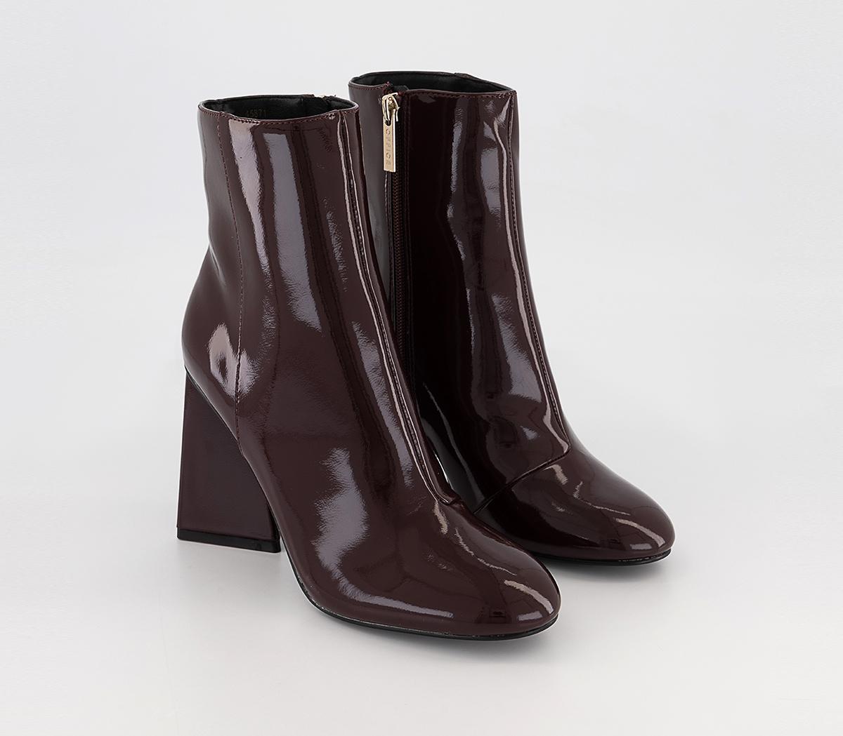 OFFICE Austin Triangle Heel Ankle Boots Burgundy Women's Ankle Boots