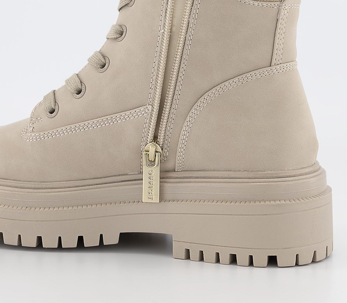 OFFICEAmuse Padded Collar Lace Up Ankle BootsTaupe