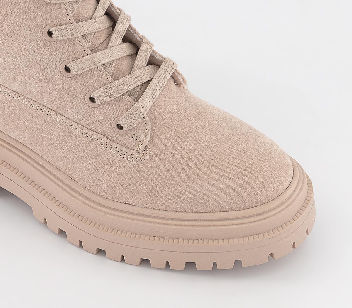 OFFICEAmuse Padded Collar Lace Up Ankle BootsPink