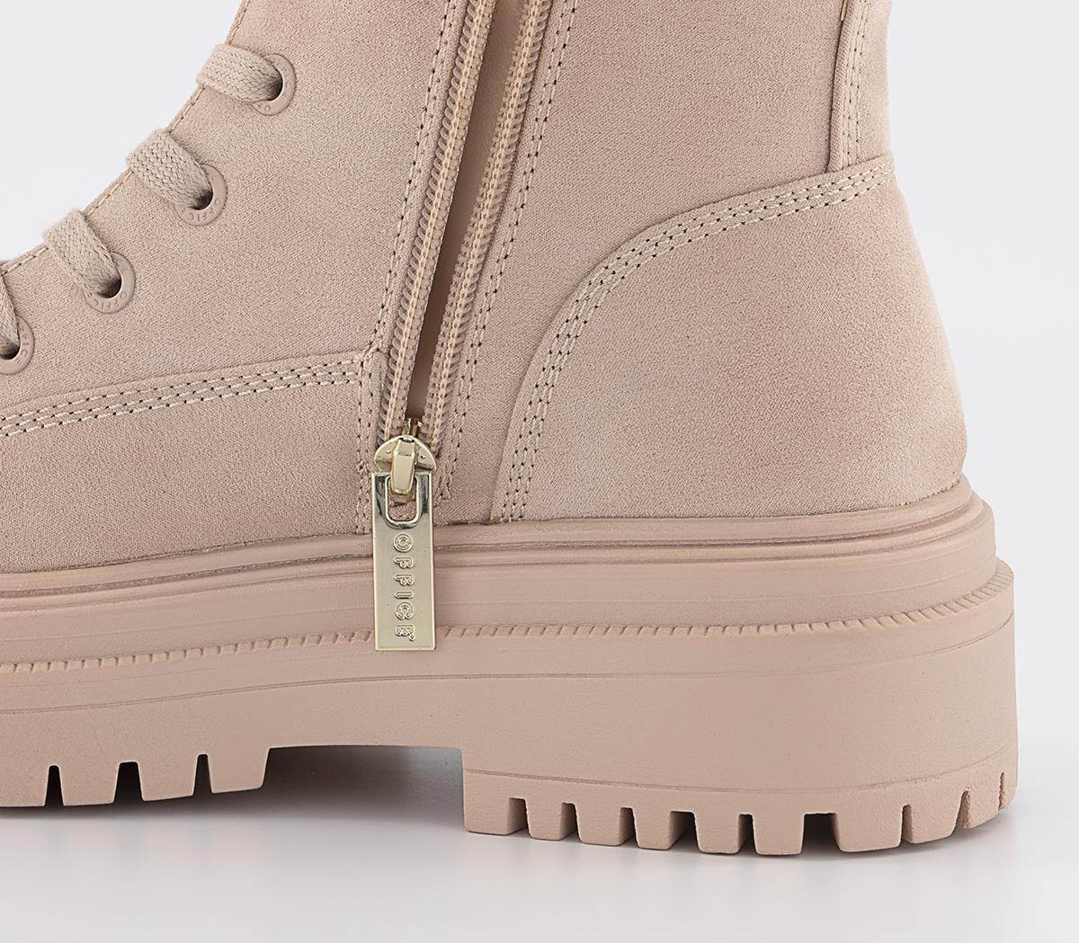 OFFICEAmuse Padded Collar Lace Up Ankle BootsPink