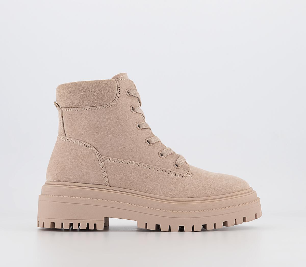 OFFICEAmuse Padded Collar Lace Up Ankle BootsPink