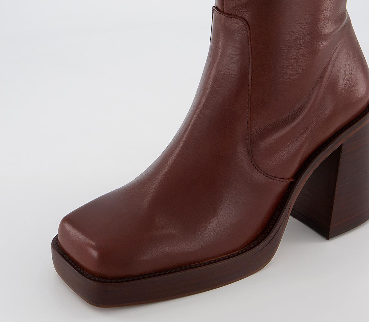 OFFICEAnthem Chunky Platform Block Ankle Boots OFFICEAnthem Chunky Platform Block Ankle BootsChocolate Leather