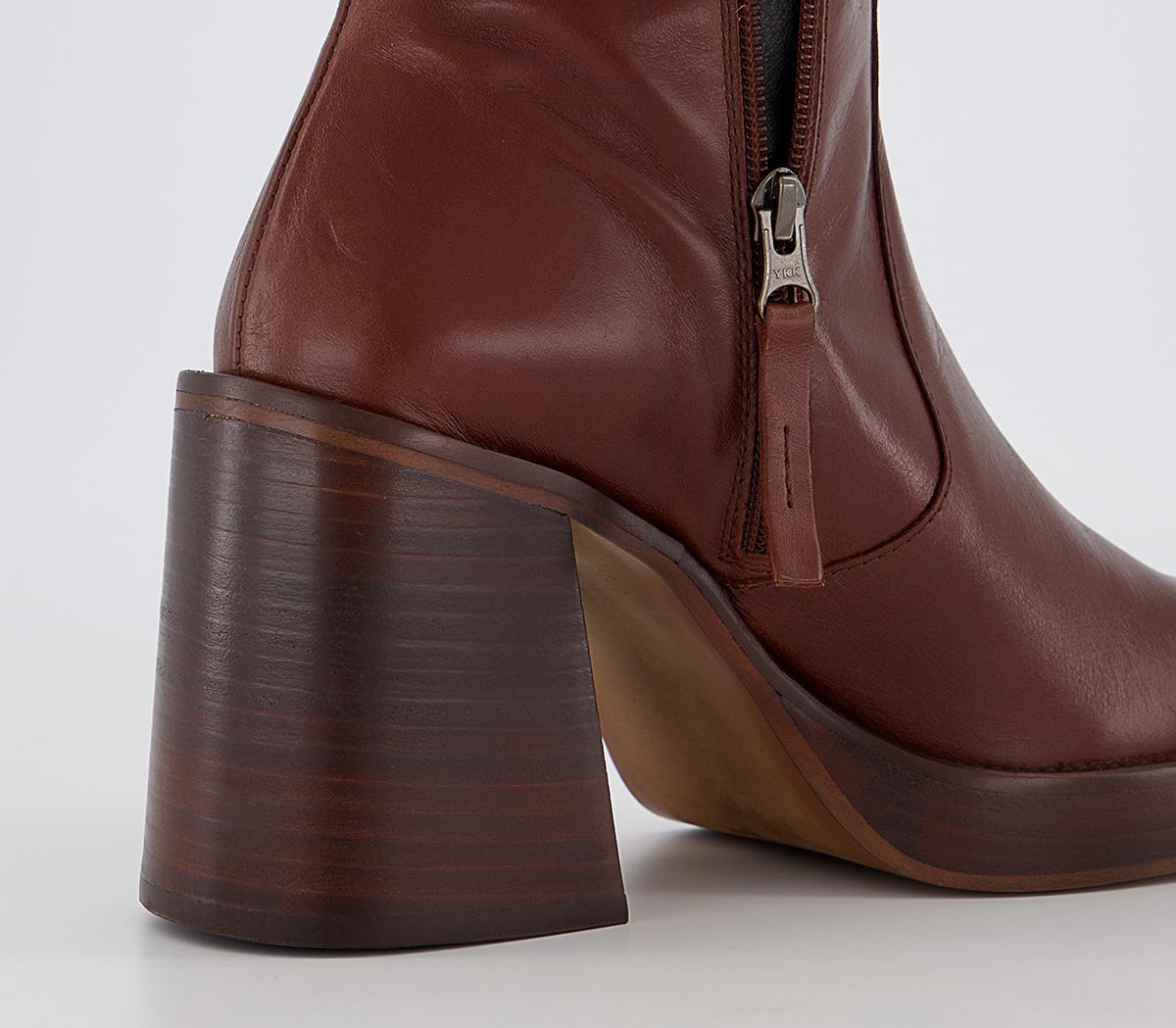 OFFICEAnthem Chunky Platform Block Ankle Boots OFFICEAnthem Chunky Platform Block Ankle BootsChocolate Leather