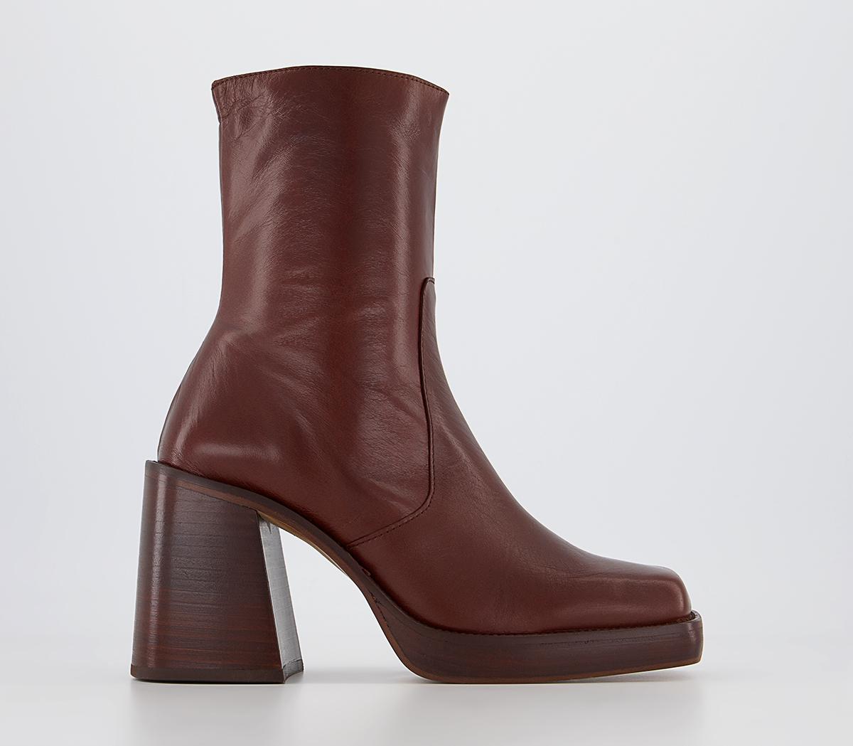 OFFICEAnthem Chunky Platform Block Ankle Boots OFFICEAnthem Chunky Platform Block Ankle BootsChocolate Leather
