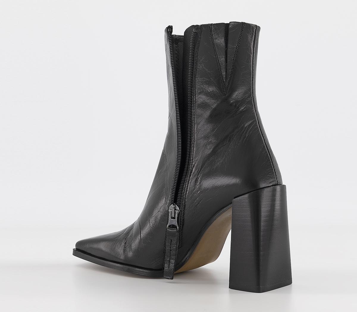 OFFICEArlen Square Toe Ankle BootsBlack Leather