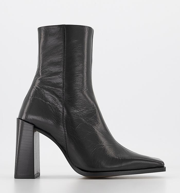 OFFICE Arlen Square Toe Ankle Boots Black Leather