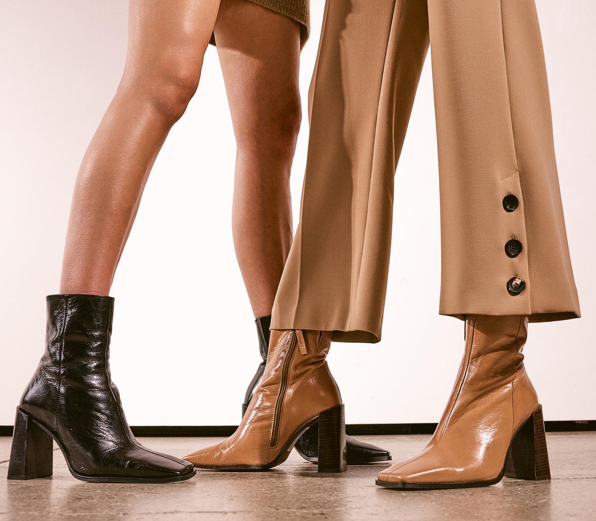 OFFICEArlen Square Toe Ankle BootsBlack Leather