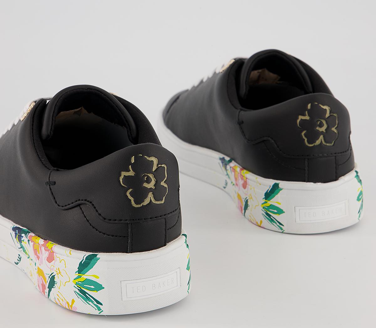 Ted Baker Timaya Floral Cupsole Trainers Black - Flat Shoes for Women