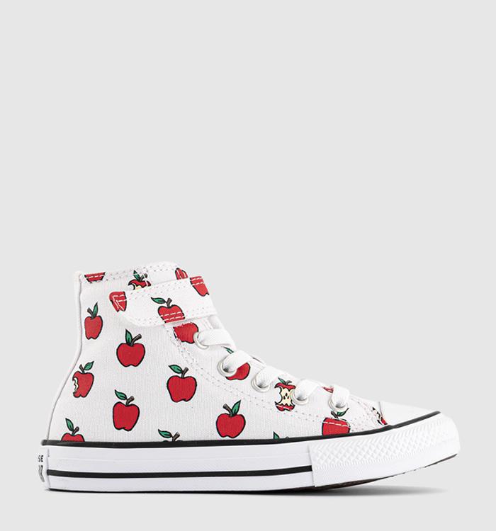 Converse All Star Hi 1vlace Kids Trainers White Red Black