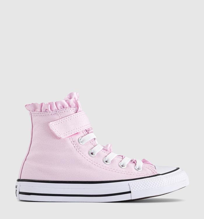 Converse All Star Hi 1vlace Kids Trainers New Found Bloom Frill White Black