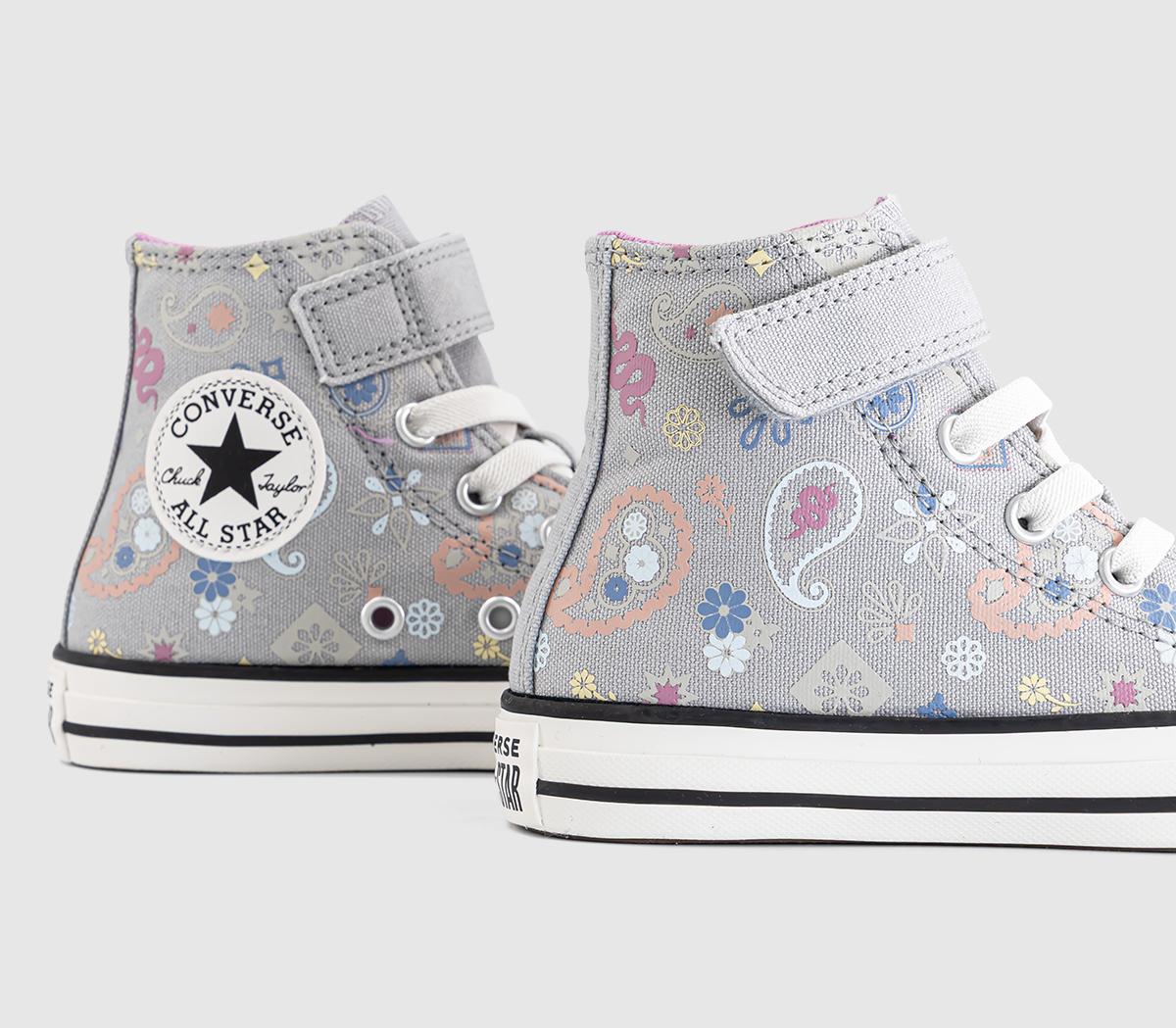 ConverseAll Star Hi 1vlace Kids TrainersGrey Area Xoxo Pink White