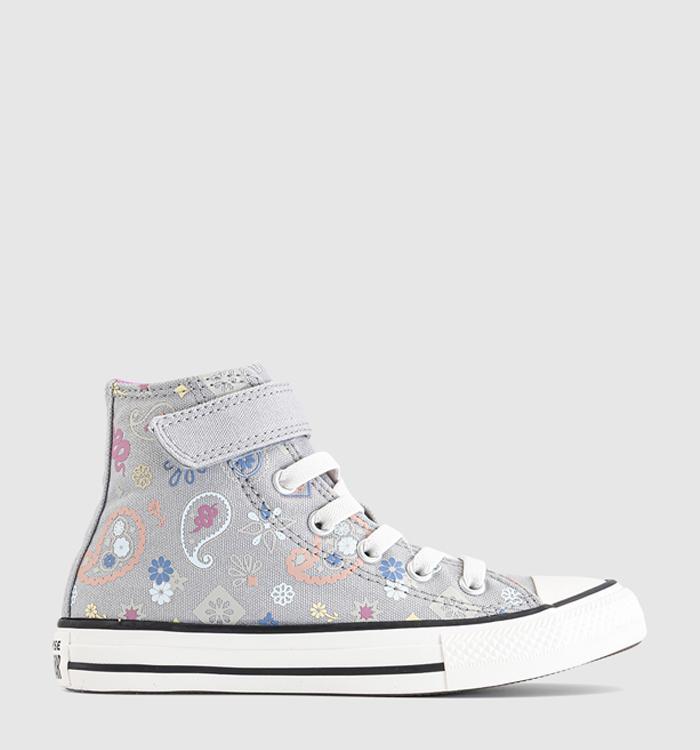 Converse All Star Hi 1vlace Kids Trainers Grey Area Xoxo Pink White