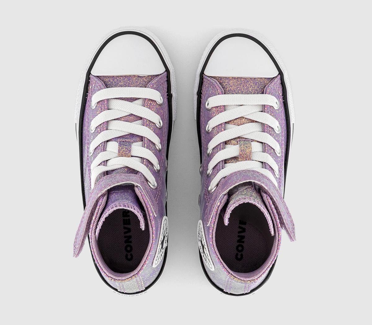ConverseAll Star Hi 1VLace Kids TrainersLilac Glitter